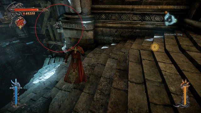 Rusztowanie, po którym musisz wdrapać się na górę, by dostać się do znajdziek. - Bernhards Wing | Znajdźki - drugie podejście | Castlevania Lords of Shadow 2 - Castlevania: Lords of Shadow 2 - poradnik do gry