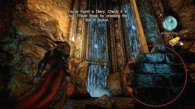 Wodospady prowadzące do Skrzyni Bólu i oznaczona na czerwono lokalizacja pamiętnika. - Misja 1 - Bioquimek Corporation | Kampania - opis przejścia - Castlevania: Lords of Shadow 2 - poradnik do gry