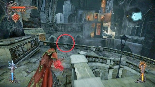 Zeskocz na dół w zaznaczonym na czerwono miejscu. - Misja 4 - Next Stop - Castlevania | Kampania - opis przejścia - Castlevania: Lords of Shadow 2 - poradnik do gry