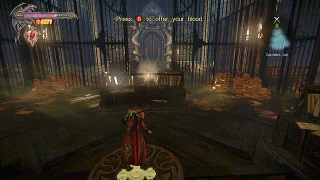Jeden z 4 mechanizmów, które musisz uruchomić, widoczny pod stopami Dracula. - Misja 5 - The Blood Curse | Kampania - opis przejścia - Castlevania: Lords of Shadow 2 - poradnik do gry