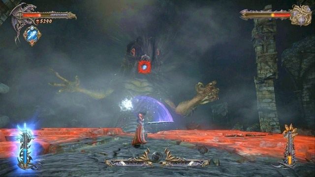 Użyj mocy Pustki, gdy Gorgon będzie przygotowywał swój atak podmuchem ognia. - Misja 2 - The Three Gorgons | Kampania - opis przejścia - Castlevania: Lords of Shadow 2 - poradnik do gry