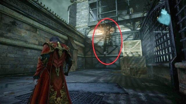 Na czerwono zaznaczona drabina prowadząca do Stosu Ofiarnego. - Misja 3 - The Antidote | Kampania - opis przejścia - Castlevania: Lords of Shadow 2 - poradnik do gry