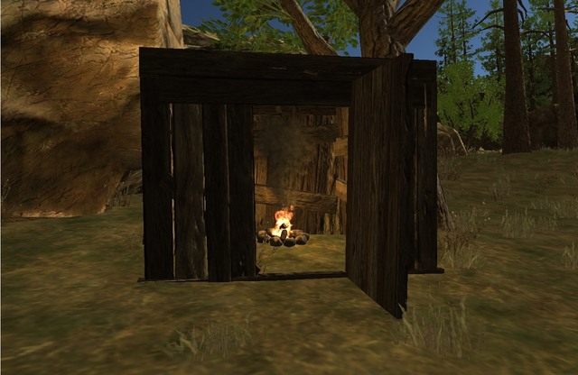 Pierwszy prowizoryczny domek podczas zaczynania rozgrywki - Schronienie w Rust - Rust - przewodnik przetrwania - poradnik do gry