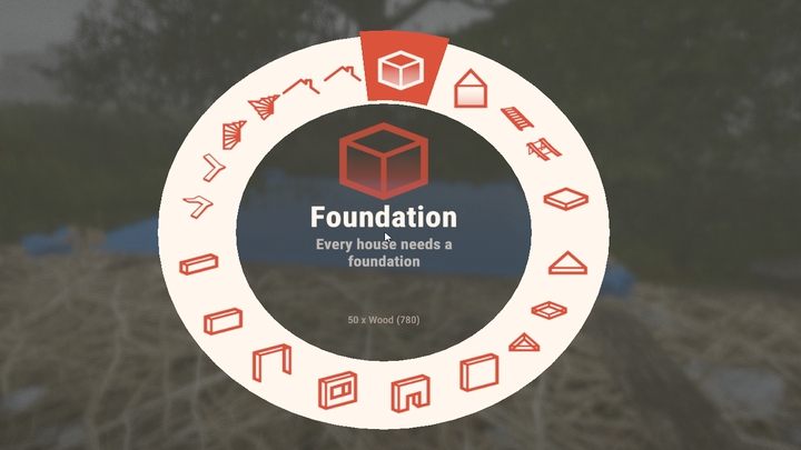 Trzymając w ręku Plan budowy, po wybraniu PPM i wyborze właściwego elementu, możecie konstruować ściany, podłogi i dachy, schody i rampy - czyli podstawowe elementy konstrukcyjne - Rust: Pierwsza baza - jak budować, ulepszać budynki - Rust - przewodnik przetrwania - poradnik do gry