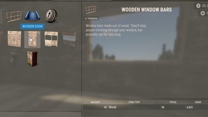Drzwi oraz okna, a także elementy wyposażenia musicie wytworzyć ręcznie z poziomu menu craftingu - Rust: Pierwsza baza - jak budować, ulepszać budynki - Rust - przewodnik przetrwania - poradnik do gry