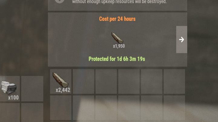 Otwierając Szafę z narzędziami ujrzycie wymagania odnośnie surowców: zapotrzebowanie bazy na 24h, by nie postępowało niszczenie - Rust: Pierwsza baza - jak budować, ulepszać budynki - Rust - przewodnik przetrwania - poradnik do gry