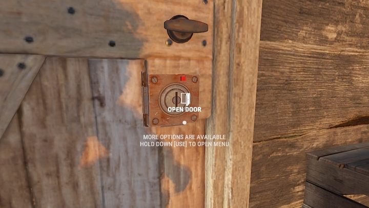 Zamknięty zamek posiada czerwony wskaźnik na sobie - Rust: Pierwsza baza - jak budować, ulepszać budynki - Rust - przewodnik przetrwania - poradnik do gry