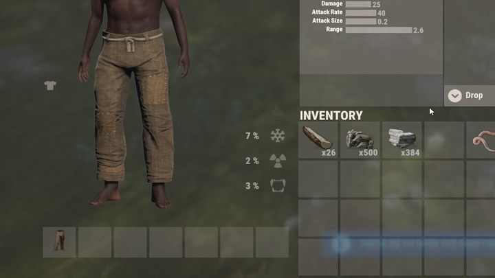 Lepszy ubiór możecie wytworzyć, gdy zaczniecie polować na zwierzęta i pozyskacie skóry - Rust: Pierwsze kroki - jak rozpocząć grę? - Rust - przewodnik przetrwania - poradnik do gry