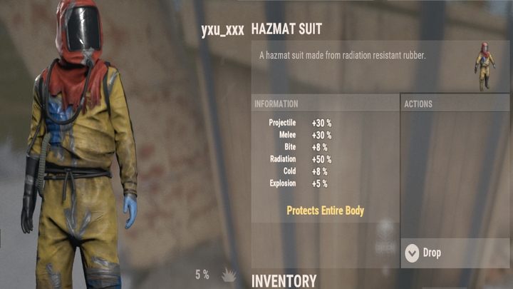 Najlepszym sposobem ochrony i zarazem najczęściej stosowanym przez graczy, jest skorzystanie ze Skafandra ochronnego (Hazmat Suit) - Rust: Promieniowanie - leczenie i zapobieganie - Rust - przewodnik przetrwania - poradnik do gry