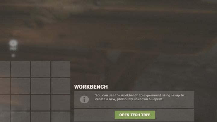Wchodząc w interakcję ze stołem i patrząc w dolny prawy fragment ekranu, zobaczycie zielony przycisk - Rust: Schematy i badania - Rust - przewodnik przetrwania - poradnik do gry