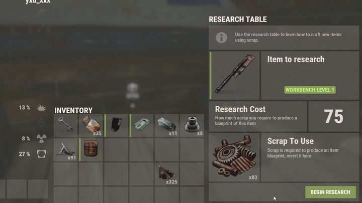 Stół badawczy umożliwia pozyskiwanie schematów w nieco inny sposób niż badanie na stole warsztatowym - Rust: Schematy i badania - Rust - przewodnik przetrwania - poradnik do gry