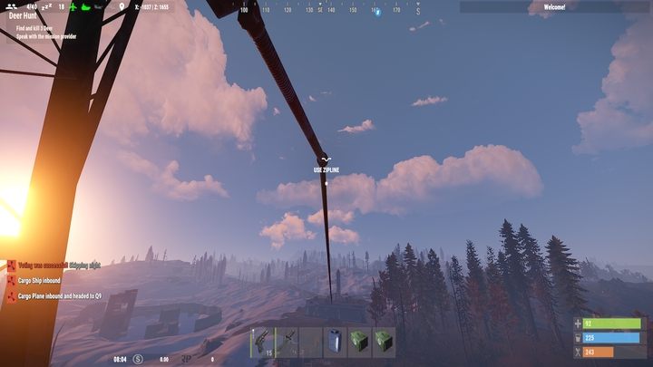 Możecie podróżować po linach, w szczególności po liniach energetycznych - Rust: Podstawowy transport - konie, samochody i inne - Rust - przewodnik przetrwania - poradnik do gry