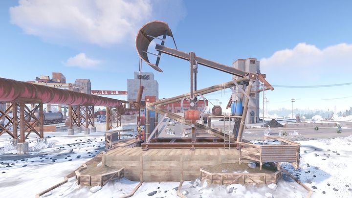 Przy Zajezdni kolejowej, ale i przy Oczyszczalni wody i Elektrowni znajdziecie kiwony (Pumpjack) - Rust: Paliwo niskiej jakości (Low Grade Fuel) - jak zdobyć? - Rust - przewodnik przetrwania - poradnik do gry
