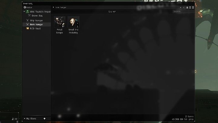 W ekwipunku przechowujecie wszystkie posiadane przedmioty (surowce, modyfikacje do statków), a także statki - EVE Online: Interfejs - ważne elementy - EVE Online - poradnik do gry