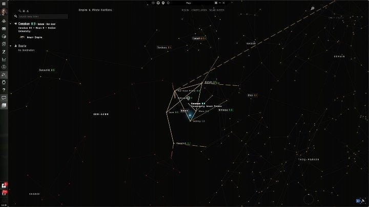 Mapa w EVE Online służy do różnych celów, ponieważ można ją konfigurować w zależności od własnych preferencji - EVE Online: Interfejs - ważne elementy - EVE Online - poradnik do gry