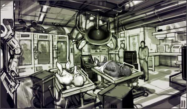 Gdy wejdziesz do holu, zobaczysz krótki przerywnik pokazujący dwóch wystraszonych strażników [#164] - [Misja 16 Weapons Lab] Wszystko się komplikuje | The Thing - The Thing - poradnik do gry