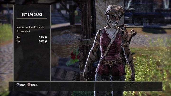 Kolejne ulepszenia możesz kupować u handlarzy Bag Merchant - ESO: Inwentarz bohatera - jak powiększyć? - The Elder Scrolls Online - poradnik do gry