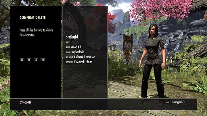 W celu potwierdzenia swojej decyzji musisz wcisnąć wszystkie pokazane na ekranie przyciski - ESO: Zarządzanie różnymi bohaterami - The Elder Scrolls Online - poradnik do gry