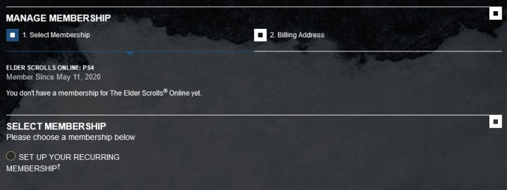 2) Przejście do menu Manage Membership w oknie zarządzania kontem - po zalogowaniu się w https://account - ESO: Abonament ESO Plus, porady - The Elder Scrolls Online - poradnik do gry