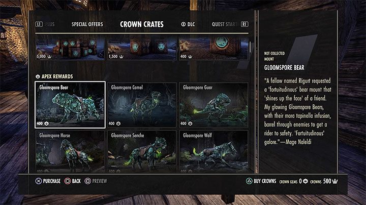 Wierzchowce mogą pojawiać się również w skrzyniach Crown Crates otwieranych dzięki wydawaniu koron - ESO: Własny koń - jak zdobyć? - The Elder Scrolls Online - poradnik do gry