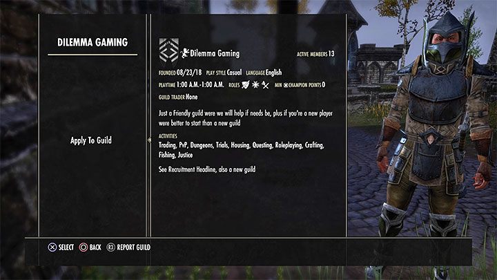 Po wybraniu jakiejś gildii możesz przejść do menu wysyłania swojego zgłoszenia - ESO: Gildie graczy - jak dołączać? - The Elder Scrolls Online - poradnik do gry