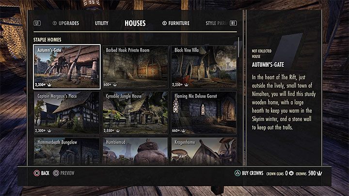 Lista większych domów na sprzedaż znajduje się również w sklepie Crown Store - przejdź konkretnie do zakładki Houses - ESO: Własny dom - jak kupić? - The Elder Scrolls Online - poradnik do gry