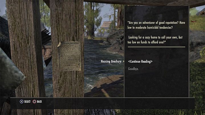 W początkowej fazie rozgrywki dobrym pomysłem jest znalezienie notatki Housing Brochure z informacją o możliwym zakwaterowaniu - ESO: Własny dom - jak kupić? - The Elder Scrolls Online - poradnik do gry