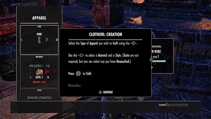 W momencie gdy po raz pierwszy wejdziesz w interakcję z jakimś stanowiskiem rzemieślniczym gra dodatkowo wyświetli tutorial na jego temat - ESO: Crafting - jak zacząć? - The Elder Scrolls Online - poradnik do gry