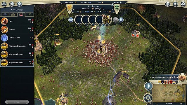 Zasięg domeny symbolizowany jest, w tym przypadku, żółtą obwódką. - Podstawowe informacje o miastach w Age of Wonders III | Miasta - Age of Wonders III - poradnik do gry