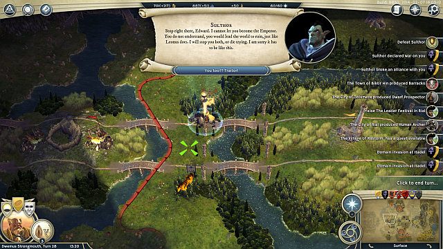 Miejsce, po którego osiągnięciu Sulthor zdradzi Edwarda. - Zagłada fałszywego boga | Kampania Wspólnoty w Age of Wonders III - Age of Wonders III - poradnik do gry