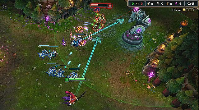 Na powyższym screenie Pix został wysłany na miniona (osłonięty jest on tarczą) i zza jego pleców Pix celuje w Swaina nawet wtedy, gdy Lulu jest zupełnie poza zasięgiem - Tips & Tricks | Lulu | League of Legends - League of Legends - poradnik do gry