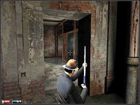 Teraz w prawo po schodach - torujemy sobie strzałami drogę aż na górę - Misja 18 - Kampania wyborcza | Mafia The City of Lost Heaven - Mafia: The City of Lost Heaven - poradnik do gry