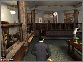 Otwieramy drzwi kopniakiem, obracamy sie w lewo i czekamy na strażnika, który za sekundę wyskoczy z drzwi na zaplecze - Misja 20 - Robota na boku | Mafia The City of Lost Heaven - Mafia: The City of Lost Heaven - poradnik do gry