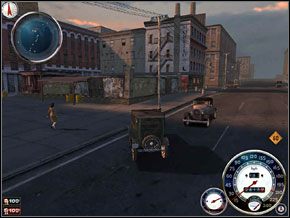 Na wszelki wypadek ustawiamy auto przodem do ulicy, żeby nie tracić czasu przy ucieczce na wykręcanie - Misja 3 - Impreza koktajlowa | Mafia The City of Lost Heaven - Mafia: The City of Lost Heaven - poradnik do gry