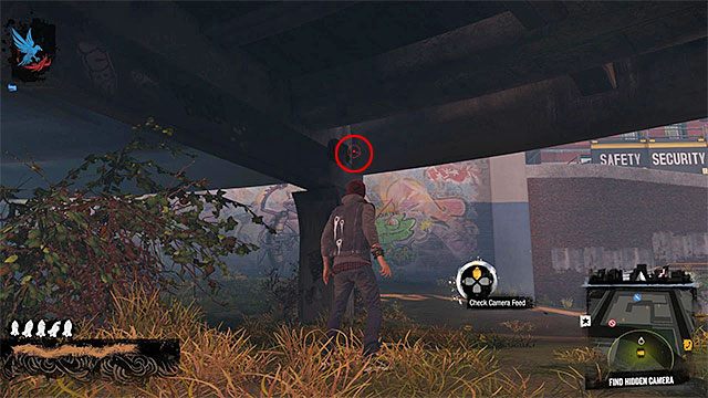 3) Ukryta kamera (Hidden Camera) - Poszukiwana kamera znajduje się w pokazanym na powyższym screenie miejscu - Pioneer Square - Trudniejsze aktywności - Miasto - inFamous: Second Son - poradnik, opis przejścia, miasto