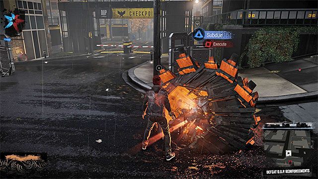 Elitarny przeciwnik po odniesieniu dostatecznych obrażeń otoczy się swego rodzaju osłoną - 1 - Welcome to Seattle - Opis przejścia - inFamous: Second Son - poradnik, opis przejścia, miasto