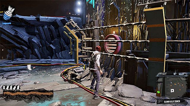 Nie śpiesz się z dotarciem w pobliże wieżowca D - 17a - Expose Augustine - wspinaczka na szczyt wieży - Opis przejścia - inFamous: Second Son - poradnik, opis przejścia, miasto