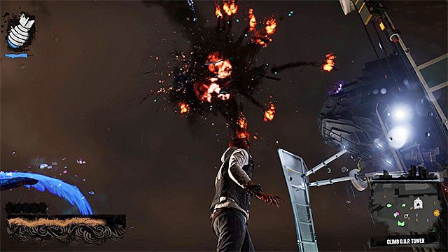 Nie przejmuj się śmigłowcami, bo będą one bardziej zajęte atakowaniem Eugenea i jego potworów - 17a - Expose Augustine - wspinaczka na szczyt wieży - Opis przejścia - inFamous: Second Son - poradnik, opis przejścia, miasto