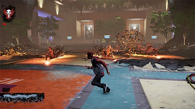 Korzystaj z uników i skoków żeby nie odnieść obrażeń w wyniku ataków Augustine - 17b - Kill Augustine - pokonanie Augustine - Opis przejścia - inFamous: Second Son - poradnik, opis przejścia, miasto