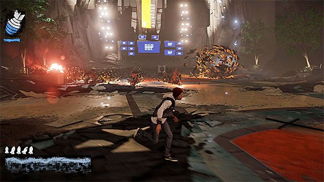 Korzystaj z uników i skoków żeby nie odnieść obrażeń w wyniku ataków Augustine - Brooke Augustine #2 - Pojedynki z bossami - inFamous: Second Son - poradnik, opis przejścia, miasto