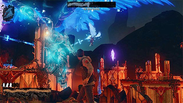 W trzeciej części pojedynku jedyną nowością jest to, że boss okazjonalnie będzie wspierany przez mniejsze anioły (przykład na powyższym screenie) - Anioł (He Who Dwells) - Pojedynki z bossami - inFamous: Second Son - poradnik, opis przejścia, miasto