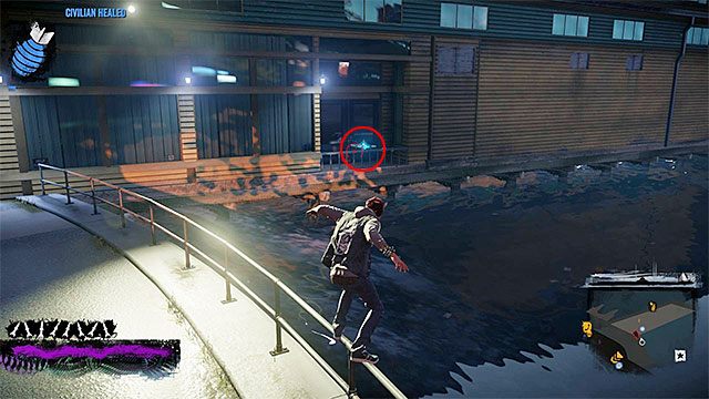 Dron jest na balkoniku przy wodzie - Waterfront - Trudniejsze aktywności - Miasto - inFamous: Second Son - poradnik, opis przejścia, miasto 