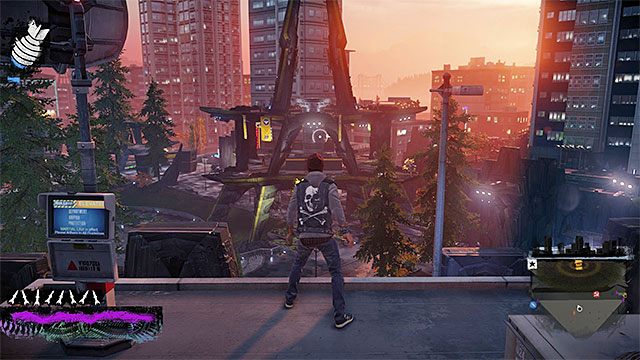 Podgląd wrogiej bazy - Denny Park - Trudniejsze aktywności - Miasto - inFamous: Second Son - poradnik, opis przejścia, miasto 