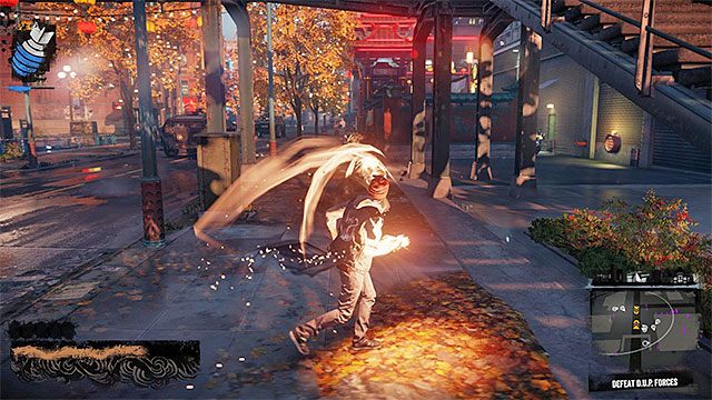 Żołnierz z minigunem stanowi największe zagrożenie w tej bitwie - Rainier - Przejęcie kontroli - Miasto - inFamous: Second Son - poradnik, opis przejścia, miasto