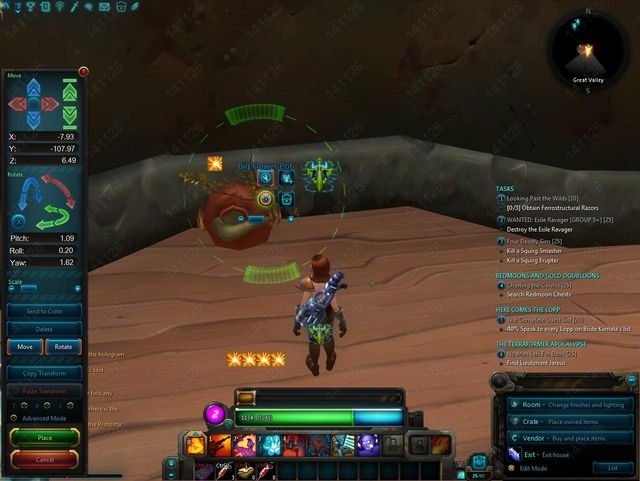 Zaawansowana edycja przedmiotów po lewej stronie. Głównie do pozycjonowania i obracania - 6. Housing | WildStar - WildStar - przewodnik po grze