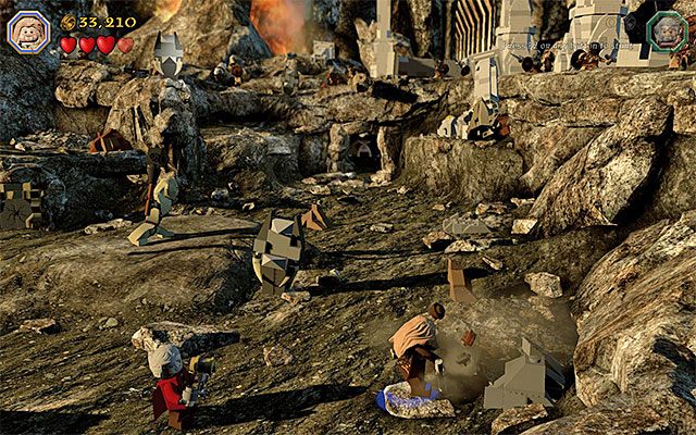 Miejsce gdzie należy użyć łopaty - Etap 3 (Azog the Defiler) - LEGO The Hobbit - poradnik do gry