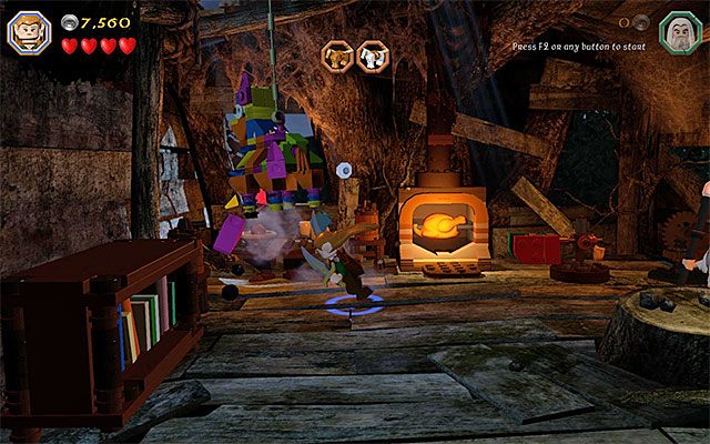 Piniata pojawia się dopiero po skorzystaniu z obrotowego mechanizmu - Etap 4 (Roast Mutton) - LEGO The Hobbit - poradnik do gry