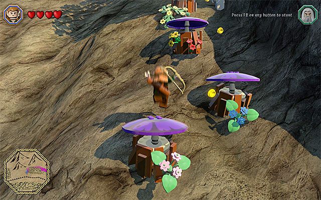 Upewnij się, że grasz elfem, bo tylko wtedy doskoczysz do pierwszego kwiatu - Odnajdywanie schematów (9-16) - LEGO The Hobbit - poradnik do gry