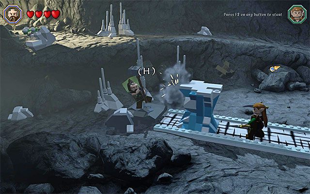 Przepychanie bloku rozpocznij po oczyszczeniu białej ścieżki - Odnajdywanie schematów (9-16) - LEGO The Hobbit - poradnik do gry