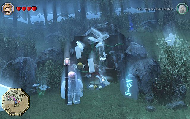 Musisz założyć pierścień, bo tylko wtedy możliwe będzie odblokowanie wejścia do jaskini - Odnajdywanie schematów (9-16) - LEGO The Hobbit - poradnik do gry